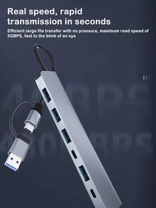 2-In-7 Splitter 7-In-1 Docking Station, Type-C Hub 7-In-1 Docking Station, USB Expansion Hub And Splitter For Laptops And Tablets