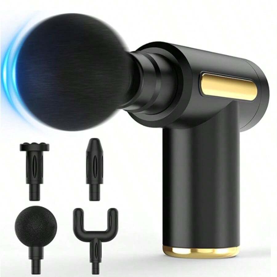 [Electric Massage Gun] 1200*2 Lithium Portable Electric Fascia Massage Gun - 4 Replaceable Massage Heads, 6-Speed Mode, Deep Tissue Impact Muscles, Relieve Muscle Tension, For Body, Back And Neck Massage With LCD Screen