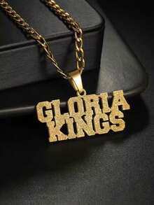 1pc Customized 316L Stainless Steel Name Necklace, Bohemian Style Personalized Letter Pendant, Thick Curb Chain, Suitable For Men And Women, Perfect Gift For Wedding, Thanksgiving, Christmas - Style 2 - View 2