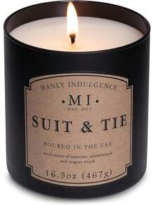Winters Edge - Velas perfumadas para hombres, mecha de madera de 15 onzas, cera de mezcla de soja premium, quemaduras de 60 horas, velas perfumadas para el hogar, fabricadas en los - Traje y corbata - Ver 4