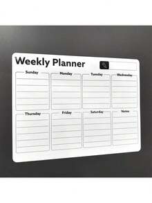 1pc Magnetic Refrigerator Calendar Dry Erase Board Planner, Weekly & Monthly Plan, Office Supplies, Rubber, Reminder Memo Board For Home And Office Use,School Supplies,Back To School