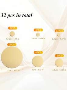 32pcs Gold Large And Small Circle Mirror Wall Stickers, Acrylic Wall Decoration Circle Mirror, Room Decoration Stuff, Bedroom Decor, Room Decor, Bathroom Decor.