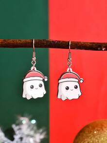 1 par de pendientes con colgante de gorro de elfo fantasmal suave y lindo para mujeres, accesorios de joyería para fiesta de Halloween y Navidad