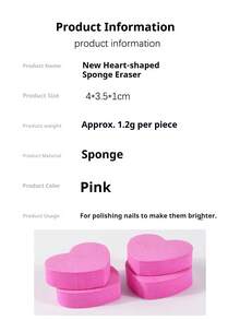 60-Piece Set Of Heart-Shaped Sponge Nail Files In Pink, Mini Size, Creative Styling Nail Art Tools, Nail Polishing Tools, Perfect Gift For Girls