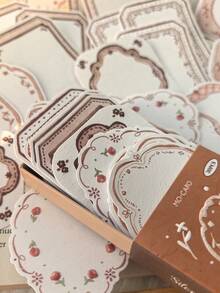 1 Packung 30 Stücke geprägte beschreibbare Memo Aufkleber, Vintage Blumen Rand DIY Scrapbooking dekorative Aufkleber