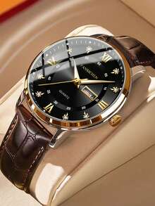 FANSICHEN FANSICHEN New Waterproof Luminous Watch, Dual Calendar Men's Quartz Watch With Ultra-Thin Large Dial, Suitable For Daily Wear And Gift For Men