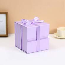 1 件方形丝带礼盒，带蝴蝶结的折叠礼盒，生日礼物，化妆品礼盒，节日礼物包装盒 - 彩色 - 查看 11