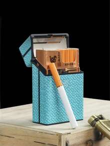 1pc Woven Pattern 20 Cigarette Capacity Plastic Protective Case, Creative Portable Storage Box, Elegant Unisex Accessory