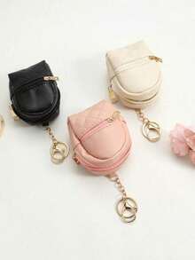 Portachiavi zaino mini per donna, borsetta carina per cosmetici, borsetta piccola in PU per cosmetici, accessori portachiavi, borsa per rossetto, borsa con zip, accessori autunnali