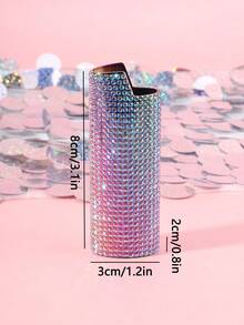 [1pc Zinc Alloy Lighter Case] 1pc Sparkling Artificial Diamond Decoration Zinc Alloy Lighter Case&Lighter Sleeve For Model BIC-J6. - Multicolor - View 12