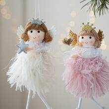 1 pieza Corona de Navidad, Estrella Corazón, Muñeca Ángel, Chica de Piernas Largas, Adorno Colgante de Árbol de Navidad, Decoración Casera DIY para Fiesta, Adecuado para Decoración de Escenario, Decoración Festiva, Decoración del Hogar, Como Regalo, Decoración Navideña, Decoración de Habitación Invierno