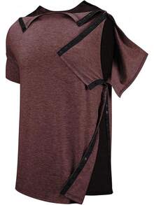 Men's Tear Away Recovery Shirt For Post Surgery Comfort - Burgundy - View 10