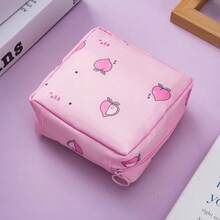 Super Cute Portable Cartoon Feminine Pad Holder Organizer Pouch, Women Girls Period Sanitary Napkin Bag For Coins, Cosmetics, Tissues And Other Small Items, Suitable For Ladies Business Trip, Travel, Students Back To School (Print Pattern Position May Vary) Holiday Camping Holiday Essentials Vacation Accessories Travel Holiday Essentials Beach Bag Travel Essentials