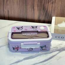 Sanrio 1pc Sanrio Kuromi, Cinnamoroll, My Melody Portable Lunch Box Set - Leak-Proof Sealed Lid Design, Large Capacity Bento Box, Cartoon DIY Stickers, Microwave , Suitable For School, Office, Travel, Picnic, Kitchen Storage, Christmas Gift, Holiday Present, Birthday Gift