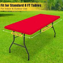 2 piezas Mantel rectangular elástico de 6 pies, mantel ajustable elástico para picnic, exterior, camping, fiesta, lavable a máquina (Rojo, 76cm x 182cm) - Multicolor - Ver 6