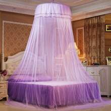 Luxury Princess Canopy Mosquito Net, Romantic Lace Dome For Queen/King Beds - White Wedding & Valentine's Day Gift, Festive Christmas Bedroom Decor - 紫色 - 查看 3