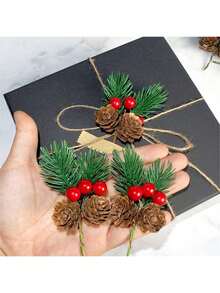 20Pcs Christmas Artificial Pine Branches With Red Berry Stems Faux Evergreen Norfolk Pine Cypress Leaves Stems- Fake Foliage Pine Needles Picks For DIY Craft Garland Home Decor.Artificial Holly Berries, Mini Fake Berries Decor Garlands, Home Vase Dining Table Holiday Patio Fireplace Decor Wedding Garden Farmhouse Table Mantel Decor, Artificial Flowers For Outdoors Christmas Decorations Room Decor