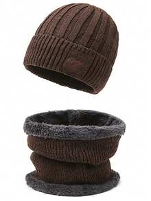 3pcs Set: Knitted Thickened Beanie Hat, Scarf, And Gloves, Unisex Fashion Outdoor Cycling Versatile Accessories Autumn Decor