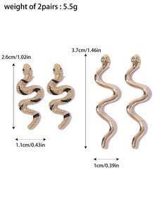 2 对合金蛇形耳钉套装，适合日常佩戴 - 彩色 - 查看 6
