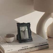 CISOO 2.5x3.5 Vintage Small Picture Frame, Antique Ornate Black Wallet Size Photo Frame For Table Top And Wall Display, Decorative Floral Design Retro Home Decor, Photo Gallery Art