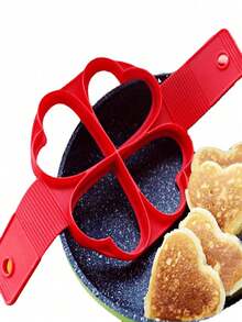 1个不粘煎饼和煎蛋模具，硅胶煎蛋圈烹饪模具，厨房烘焙配件 - 彩色 - 查看 5