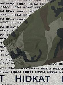 Hidkat 女款春秋輕量薄款迷彩工裝長褲，大貼袋設計，彈性腰帶附抽繩，錐形褲腿透氣運動長褲，適合日常戶外休閒活動 - 軍綠色 - 查看 8