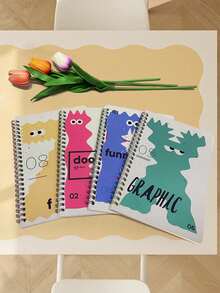 1pc Letter Cartoon A5 Notebook, Ins Style Cute & Aesthetic, Suitable For Student Notes, Business Office, Accounting, Planner, Diary Etc. Convenient To Carry And Flip Pages - Multicolor - View 10