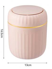 1 Piece Modern Minimalist Desktop Trash Can With Lid, ABS+PP Material, White, Hands-Free, Compact For Home, Bedroom, Office, Including 5 Rolls (15pcs/Roll) Random Color Trash Bags For Kitchen, Bathroom 1pc Press-Top Mini Trash Can - Durable PP Material, Compact Desktop Waste Basket For Office, Bedroom, Living Room