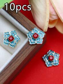 10 Pieces Per Pack Of Nail Art Nail Charm Nail Accessories, Three-Dimensional Light Luxury Chinese Style Swan Peacock Tassel Pendant, Phoenix Crown And Rosy Robe Nail Charm DIY Nail Decorations Suitable For Daily Life