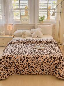 1 pieza Manta gruesa y cálida con estampado de flores y leopardo marrón, manta suave y cómoda para decoración del hogar, adecuada para cama, sofá, oficina, habitación, dormitorio, lavable a máquina