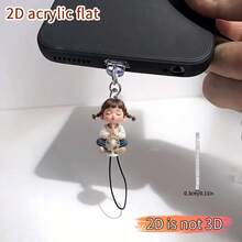 1pc Cute Pouting Girl 2D Acrylic Anti-Dust Plug - Adorable Phone Charm Pendant With Lobster Clasp Lanyard, Versatile Uses, Protects Phone Charging Port, Compatible With Type-C/Lightning, Ideal Gift For Friends