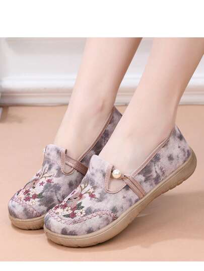 Sapatilhas femininas casuais, versáteis, com estampa animal bordada chinesa, adequadas para academia, escritório, festa, casamento, primavera/outono