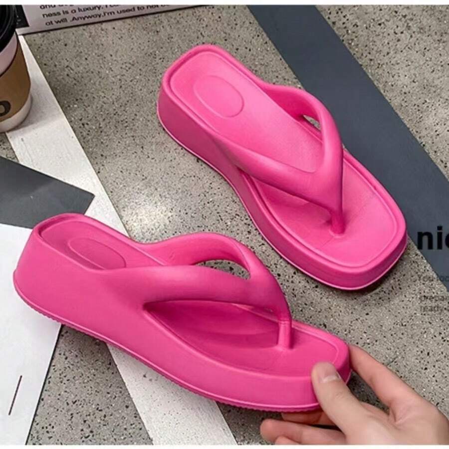 Tongs à semelle épaisse unisexes, sandales d'été antidérapantes pour couple, double usage salle de bain et plage