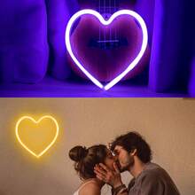 1pc Heart Shaped Neon Sign Light, Neon Heart Wall Decor, Home Decor, Holiday Decor, Battery Or USB Powered LED Neon Heart Light, Suitable For Birthday Party, Celebration, Proposal, Anniversary, Valentine's Day, Mother's Day, Halloween, Christmas And Other Holidays Decoration And Gift - White - View 16