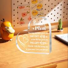 2D Acrylic Heart-Shaped Appreciation Plaque, "For My Special Bonus Mom: Thank You For Giving Me The Most Precious Gift In My Life - Your Love. I Love You Forever!" - Birthday Thank You Gift - Ornaments - View 4