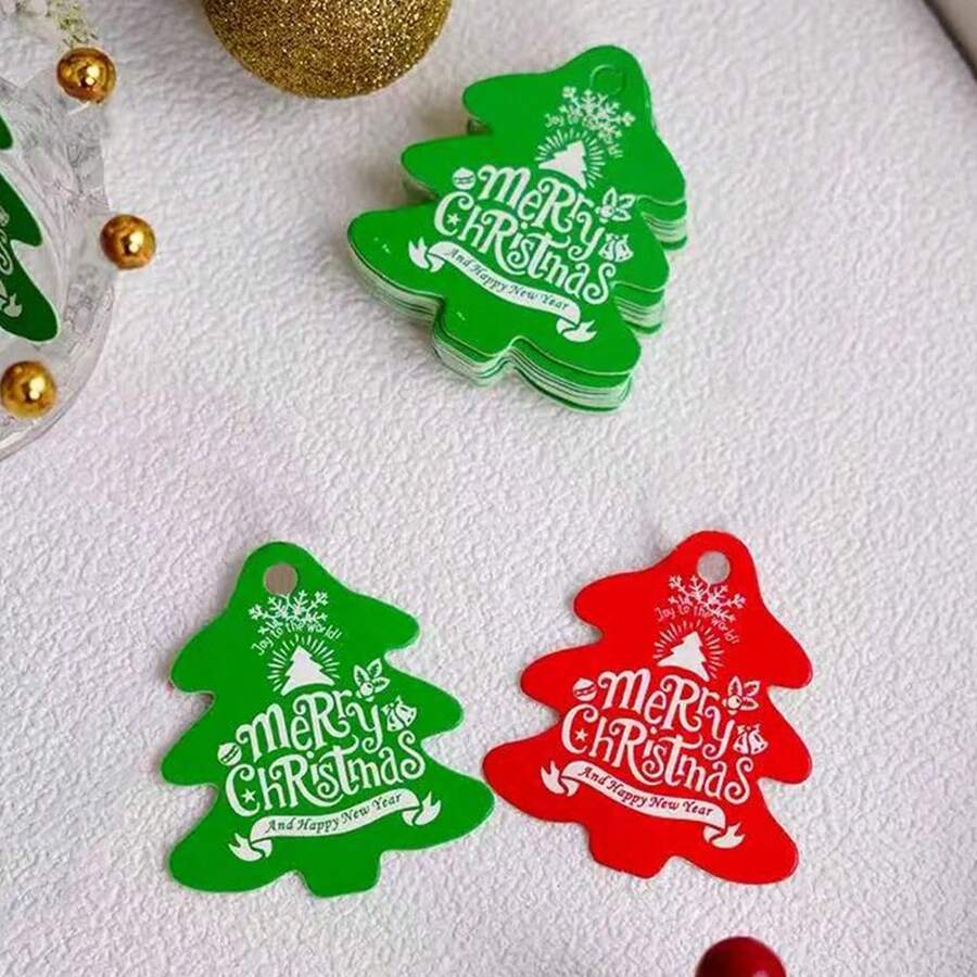 Étiquettes de suspension pour ornements de sapin de Noël, étiquettes d'emballage cadeau rouges et vertes