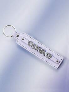 1pc Customized Accessory & Pendant, Customized Crystal Letter Keychain, Shiny Personalized Leather Keychain Accessory, Gothic Letter Car Keychain, Gift For Men & Women, Creative/Mother's Day/Valentine's Day/Gift - Multicolor - View 5
