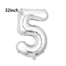 1 个 32/40 英寸银色纯色铝箔数字气球，0-9 大尺寸涤纶数字气球，装饰气球，可重复使用，适用于生日装饰、派对装饰、周年纪念、房间装饰、结婚纪念日、派对用品
