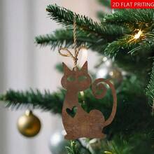 2D Flat Vintage Cat Acrylic Ornament - Suitable For Christmas Tree And Outdoor Decoration, No Power Source Required, Easy Hanging Design Home Decor Christmas Decorations Room Decor