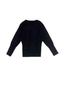 For Love & Bella Women's Sexy & Elegant Deep V-Neck Solid Brown Knit Cardigan, Fitted Minimalist Button Front Knit Sweater, Autumn/Winter - Black - View 6