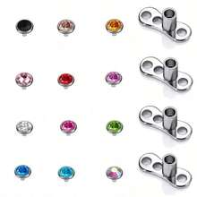 16pcs Stainless Steel Punk Style Hypoallergenic Crystal Body Piercing Jewelry Set, Suitable For Daily Wear By Men And Women