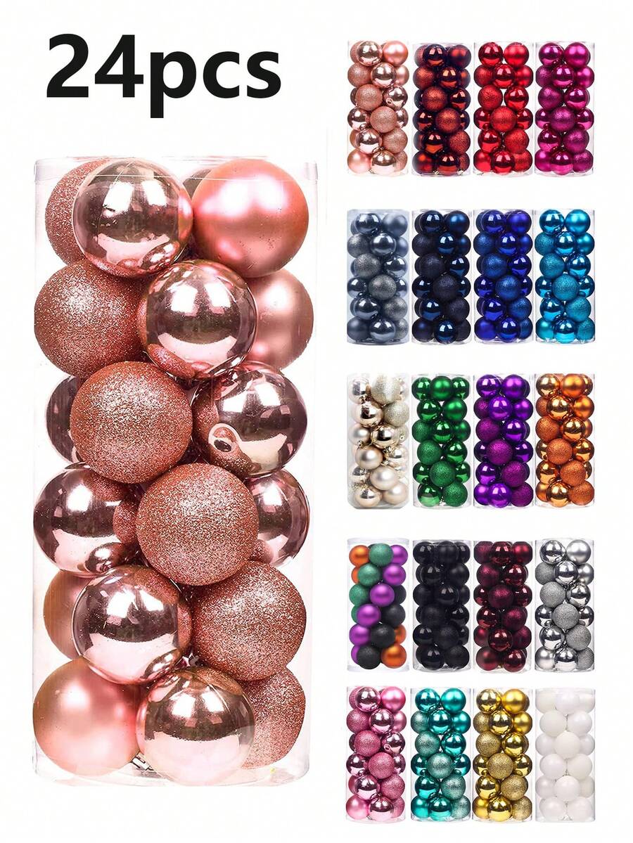 24 pezzi Palline di Natale 3cm/1,2 pollici, Decorazioni Natalizie, Palline di Natale, Babbo Natale, Pigne, Stella per Punta Albero di Natale e altre decorazioni da appendere all'albero di Natale, Decorazioni Natalizie per la casa, Regali di Natale, Decorazioni Natalizie