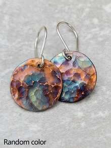 2pcs Flower, Leaf & Geometric Hollow Pendant Earrings, Multi-Color Metal, Minimalist Design For Women, Party