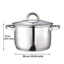 KAISA HOFF 1 件不锈钢高品质汤锅，20/22/24/26 厘米复合底汤锅，兼容燃气灶电磁炉陶瓷炉灶，适用于露营家庭和餐厅使用奶锅