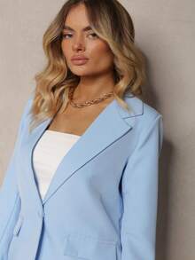 Einreihiger Blazer mit dekorativen Revers - Babyblau - Übersicht 5