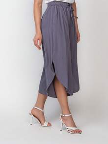 Plain Viscose Pantacurt Pants Simple Knot House - 灰色 - 查看 4