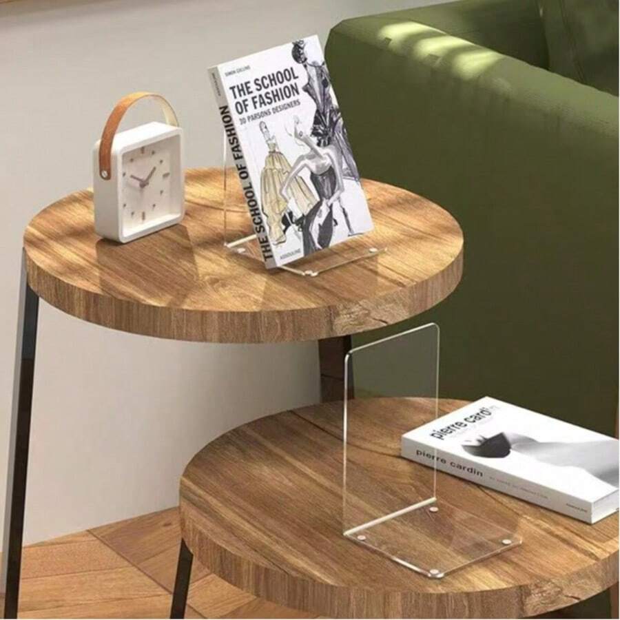 1/2/4/8pcs Acrylic Bookends, Transparent Bookends, Transparent Bookend Organizers, Book Stand Decor, Heavy Duty For Books, CDs, Files, Video Games - Multicolor - View 1