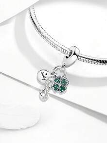 1 件 925 纯银绿色串珠四叶草吊坠适合女士手链手镯 DIY 珠宝制作和日常服装搭配珠宝装饰适合女孩 - 銀色 - 查看 2