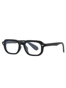 1pc Women's Plastic Square Small Frame Thin Leg Non-Prescription Glasses, Retro Rivet Simple Casual Multi-Color Versatile European And American Sexy Decorative Fashionable Glasses