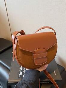 Bolso bandolera de mujer de PU con cierre magnético de solapa, bolso bandolera minimalista y versátil, bolso de mano portátil para ir al trabajo